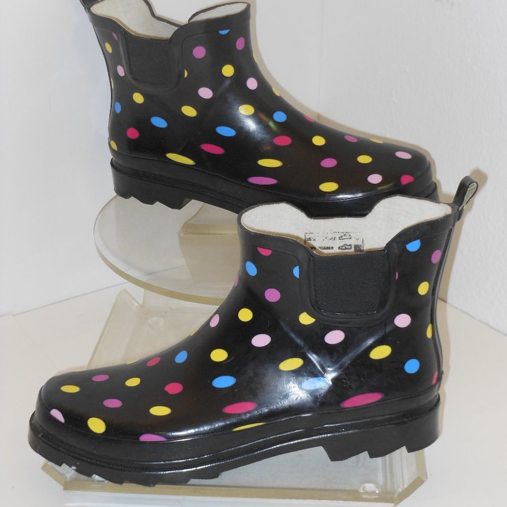 NORTY POLKA DOT ANKLE RAIN BOOTS SIZE 10 MEDIUM
